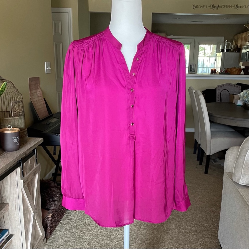 Apt. 9 Maroon Satin Crew Neck Henley